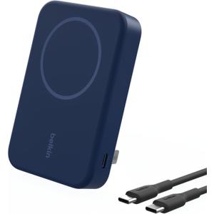Belkin Portable Charger, Wireless Power Bank 15W 10000 mAh w/ Qi2, MagSafe Charger + Built-in Pop-up Kickstand - iPhone 17, Air, Pro, Pro Max, AirPods, Apple Watch, Google Pixel 10, etc. - Blue