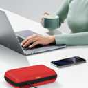 Pure-Red Shockproof Hard Shell Carrying Case for Portable External Hard Drive, Power Bank, Charger, Seagate Game Drive, Cell Phone, Electronic, Women Accessories - Large Storage Pouch Travel Bag