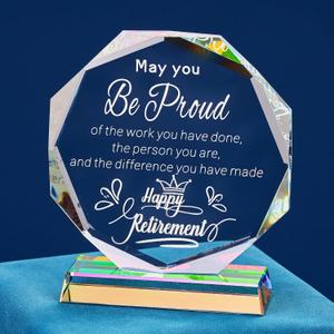 2025 Retirement Gifts for Women Men Crystal Plaque, Going Away Gifts for Coworker Best Congratulations Retired Gifts Boss Leaving Presents for Teacher Friend