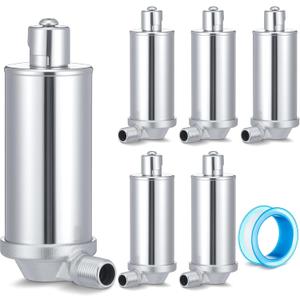 Gisafai 6 Pcs Steam Radiator Air Vent 1/8 in Mip Adjustable Angle Mount Vent Valve Ptfe Industrial Sealant Tape for Furnace Steam Heat Regulator Valve Radiator Heating System Chrome Plated Steel