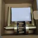 Brushed Gold Entry Door Handle with Lock and Keys, Round Design Heavy Duty Gold Interior Door Lever with Satin Brass Finish, Reversible for Left/Right Handed for Entrance and Front Door (1 Pack)