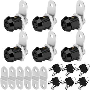 Cam Locks RV Storage Keyed Alike, 5/8" Fits 3/8" Max Door Thickness, Compartment Locks for Camper Trailer Cabinet With Keys (Black, 6 Pack)