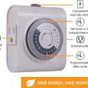 GE Mechanical Grounded Outlet Timer, Dual Plugs with 3 Prongs, 24 Hour Cycle, Indoor Use for Lights, Lamps, Fans, Appliances, Christmas Tree, 1 Pack, 15075