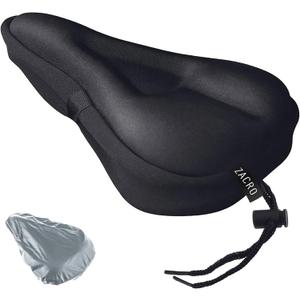 Zacro Bike Seat Cushion - Gel Padded Bike Seat Cover for Men Women Comfort, Extra Soft Exercise Bicycle Seat Compatible with Peloton, Outdoor & Indoor Bike Saddles (Black(silver waterproof cover))