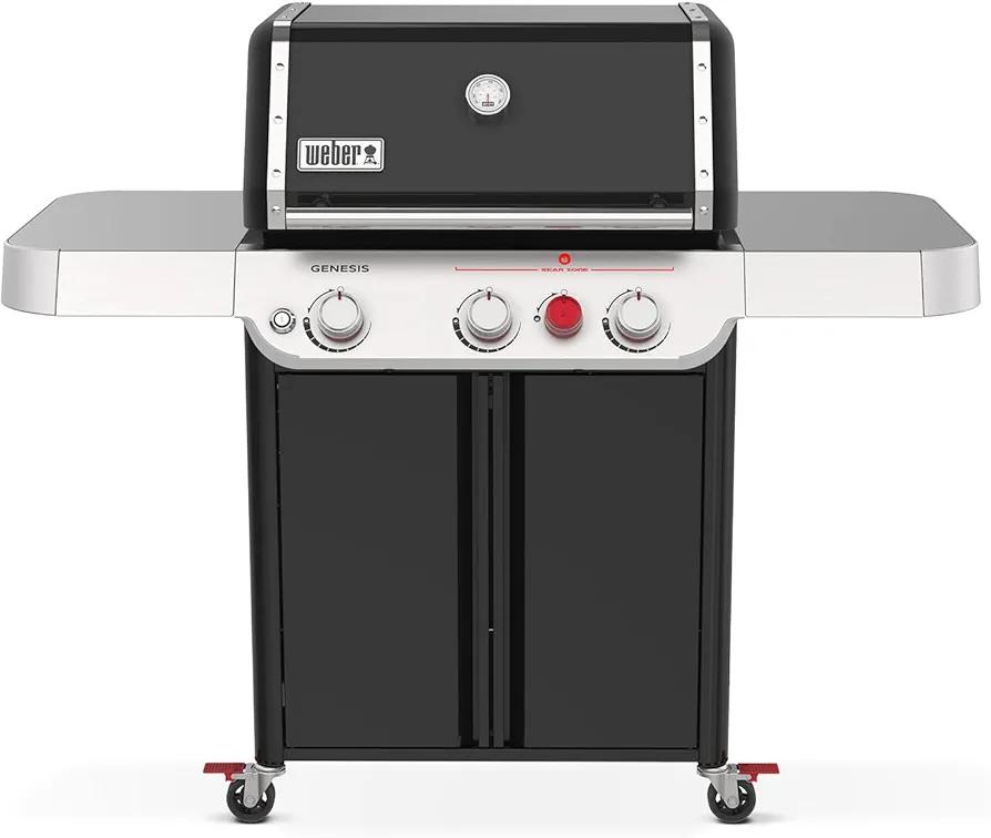 Weber Genesis E-325 Liquid Propane Gas Grill for Outdoor Cooking, 3 Burners, Black – Porcelain-Enameled, Cast-Iron Grates, PureBlu Burners & Sear Zone