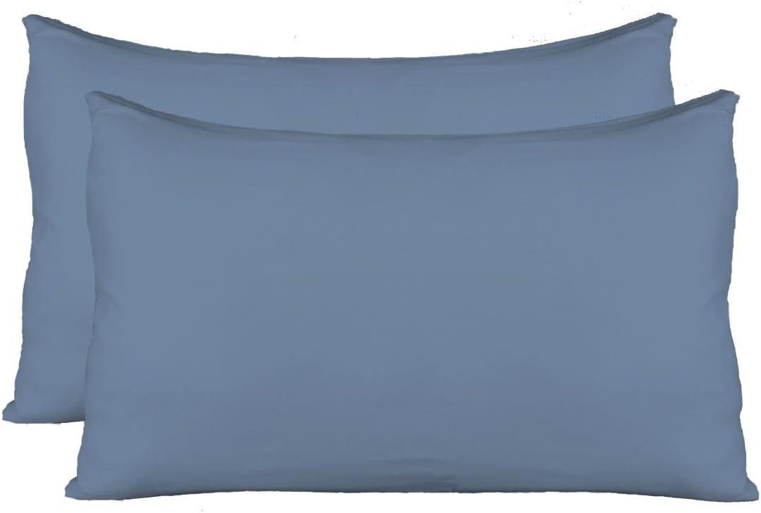 Stretch Jersey Pillow Cases with Invisible Zipper, Universal Size fit All King, Queen and Standard Size Pillows, Modal Rayon Spandex 180 Gram, Soft Than Cotton, Pack of 2, Denim Blue