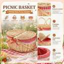 7 Pcs Picnic Set for 4 Folding Picnic Table Large Outdoor Red Plaid Blanket Wicker Basket Pillows & Serving Trays Essentials Date Set Outdoor Accessories Camping Wedding Beach Gift