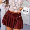 Avidlove Women Ruffle Skirt Ruched Waist Short Skirts Sexy Glitter Skirt Mini Lingerie Skirts (XX-Large Short, Dark Red)