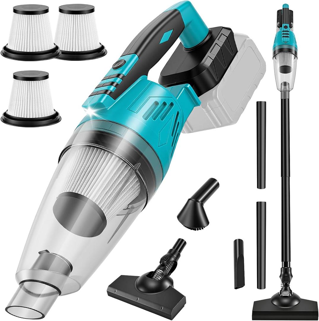 Cordless Vacuum Compatible with Makita 18V Battery (Tool Only), 36 CFM Portable Handheld Vacuum Cleaner for Home, Car, Pet Hair, with 4-in-1 Nozzles & 3 HEPA Filter, No Battery