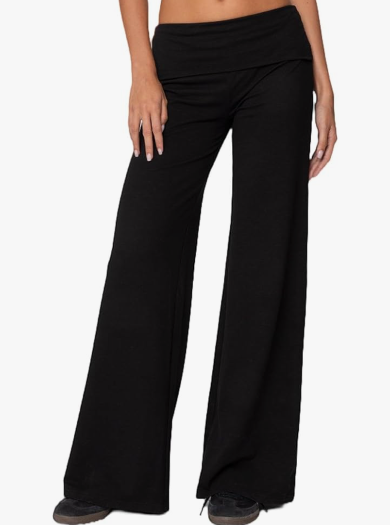 LILTWIST Fold Over Yoga Pants Women Y2k Flare Lounge Leggings Cute Low Rise Bell Bottom Leggings Wide Leg Bootcut Sweatpants Size M