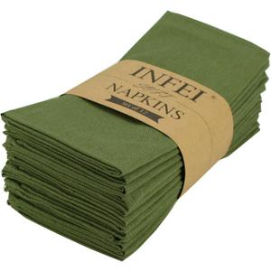 Solid Color Cotton Blended Dinner Cloth Napkins - Set of 12 (17 x 17 inches) - for Events & Home Use (Army Green)