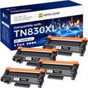 Compatible TN830XL Toner Cartridge High Yield Replacement for Brother TN830 TN-830 TN830 XL TN-830XL use with HL-L2460DW DCP-L2640DW HL-L2405W MFC-L2820DW HL-L2480DW Printer (4 PK 12000 Pages)