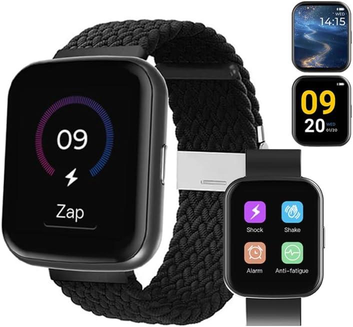 Electric Shock Alarm Clock for Heavy Sleepers | Wearable Silent Strong Zap Alarm Clock | Shock Pulse for Self-Discipline and Combat Fatigue | With 1.69 Touch Screen