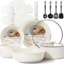 CAROTE  Pots and Pans Set, Nonstick Cookware Set Detachable Handle, Induction Kitchen Cookware Sets Non Stick with Removable Handle, RV Cookware Set, Oven Safe (Cream White)