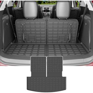 powoq 6&7 Seats Cargo Mat Compatible with 2020-2026 Ford Explorer Trunk Mat Cargo Liner Back Seat Protector TPE Replacement for 2020-2025 2026 Ford Explorer Accessories (Trunk Mat with Backrest Mats)