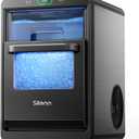 Nugget Ice Maker Countertop, Silonn Pebble Ice Maker Machine Crushed Ice, 44lbs in 24h, Pull-Out Water Tank and Removable Ice Basket for Home, Kitchen, Stainless Steel