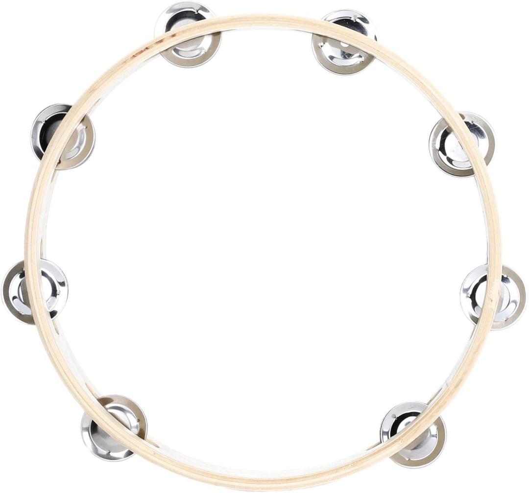 Musfunny Tambourine Ring for Adults 10 inch Hand Held Drum with Metal Jingles Bells Percussion Instrument Gifts for Musical Education Party Church KTV (10 inch Ring)