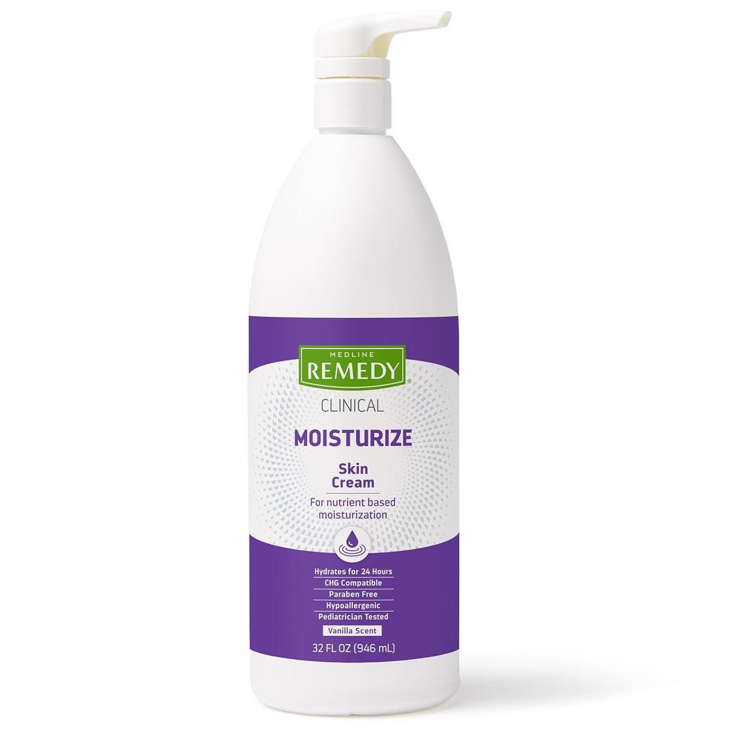Medline Remedy Clinical Skin Cream, Nourishing Formula for Dry Skin, 32 oz. Pump Bottle (32 Fl Oz (Pack of 1))