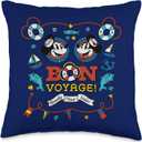 Disney Cruise Mickey & Minnie Mouse Bon Voyage Ship Vacation Throw Pillow (16x16)