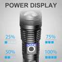 Persacom Rechargeable Flashlight 100,000 Lumen - USB Fast Charging, Power Display, 5 Modes, Tactical Zoom, Ideal for Camping and Hiking