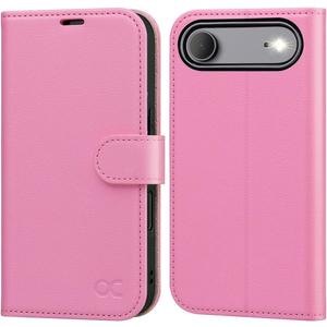 OCASE Compatible with iPhone Air Wallet Case, PU Leather Flip Folio Case with Card Holders RFID Blocking Kickstand [Shockproof TPU Inner Shell] Phone Cover 6.5 Inch 2025, Pink