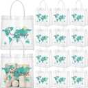 Shinylin 24 Pcs Green Graduation Plastic Gift Bags with Handles PVC Reusable Treat Bags Goody Candy Snack Treat Gift Tote Bag for Graduation Party Favor