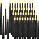 Rossesay 48 Pcs Flameless LED Taper Candles Battery Operated Candles 4 Sizes of 8.5'', 9.65'', 10.83'', 12.8'' Flameless Candlesticks Flickering for Halloween Christmas Church Wedding(Black)