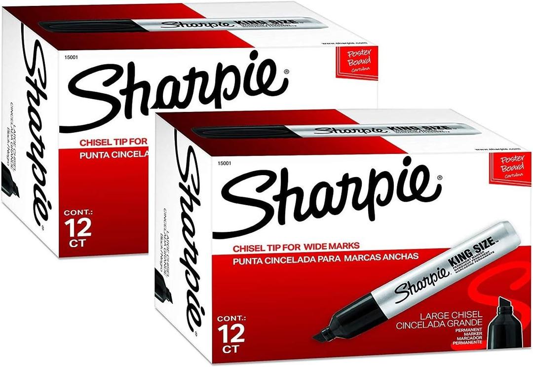 Sharpie Chisel Tip Pro Permanent Markers, King Size Black, 24-Count