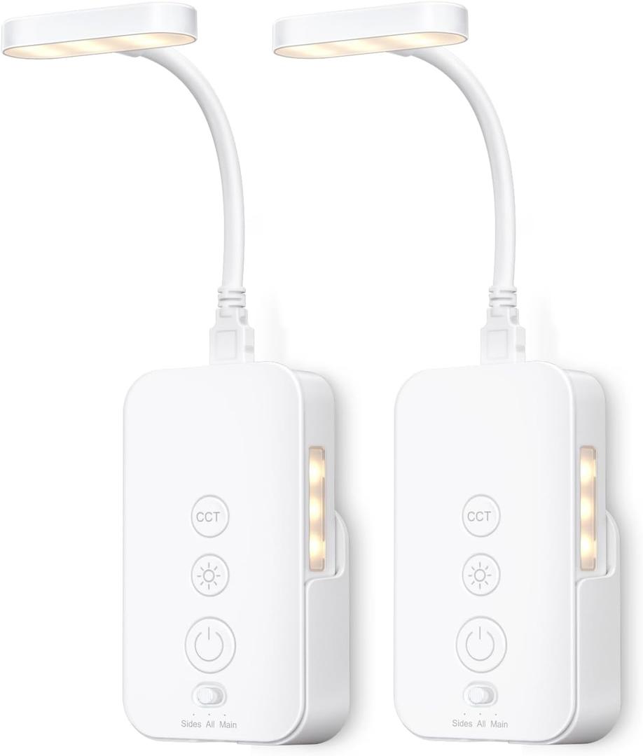 Ellasay Wall Mounted Reading Light: Rechargeable Portable Book Light with USB Output &Timers Function - Eye Care for Kids Study in Bedside 2 Set (White)