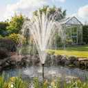 POPOSOAP Pond Fountain Pump Kit with RGB Lights & Remote Control, 660GPH Quiet Submersible Water Pump, Pond Pump with 3 Nozzles for Garden Koi Ponds, Fish Tank,Backyard Water Features Decor-P1104D