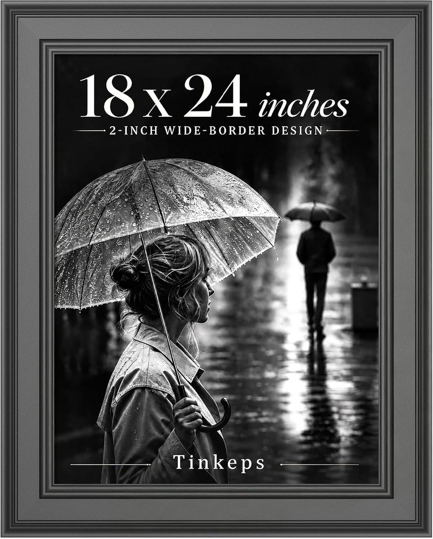 18x24 Poster Frame Black, 2-Inch Wide Border Frame for Wall Decor