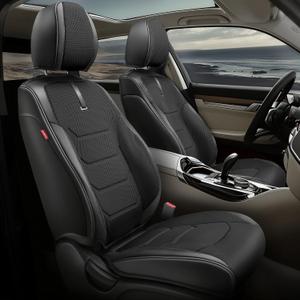 Sport Series Leatherette Full Set Seat Covers Universal for Cars Trucks SUV, Black, CA-SC-Sport-Full-BK