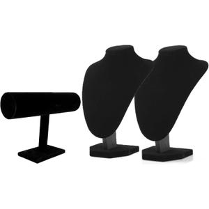 Comelyjewel 3pcs/pack Jewelry Organizer - Black Velvet 1 Row Bracelet Holder & 9" Necklace Holder Elegant Room Decor & Jewelry Organizers and Storage Solution for Fashion Accessories