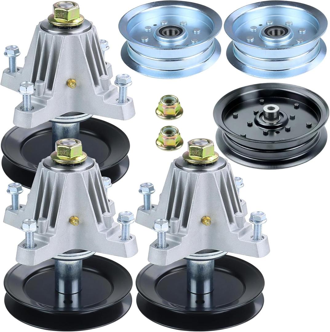 3 Pack 918-06980 Spindle Assembly with 756-04511B 756-05034A Idler Pulley Replaces 618-06980 918 06980 for Cub Cadet 50 Inch Deck ZT1 50, ZT2 50, Z550, RZT-L50, Troy Bilt Mustang Xp 50 Mowers