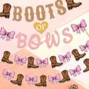Boots or Bows Gender Reveal Decorations, Boots and Bows Gender Reveal Party Supplies for Brown Pink Western Cowboy or Cowgirl Pink and Brown Banner Garland for Baby Shower Boy or Girl