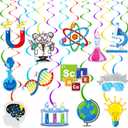 20pcs Science Party Hanging Swirls Science Birthday Party Decoration Chemistry Laboratory Themed Swirl Ceilings Hanging Streamers for Scientist Birthday Party Baby Shower Supplies