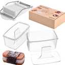 3-Piece Clear Musubi Maker Kit with Luncheon Meat Slicer - Non-Stick Onigiri Press Mold, BPA-Free Sushi Mold for Hawaiian Musubi