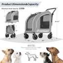 EchoSmile 4 Wheels Pet Stroller, Dog & Cat Stroller for All-Season, Lightweight Carrier with Storage Basket, Adjustable Handle, Removable Pad, Breathable Mesh, Up to 135 lbs, Grey