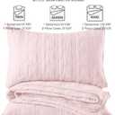 HORIMOTE HOME 100% Cotton Quilt Set Queen Size, Light Pink Pre-Washed 3-Piece Bedspread Coverlet Set, Cozy Lightweight Stitching Bedding Cover with 2 Shams in Geometric Pattern for All Season