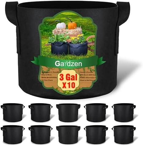 Gardzen 20-Pack 3 Gallons Grow Bags, Aeration Fabric Pots with Handles, Heavy Duty Cloth Pots for Plants