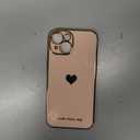 ZiZioen Compatible with iPhone 15 Case for Women Girls, Luxury Fashion Plating Edge & Cute Love Heart Soft TPU Shockproof Protection Phone Case for iPhone 15 6.1 Inches, Pink
