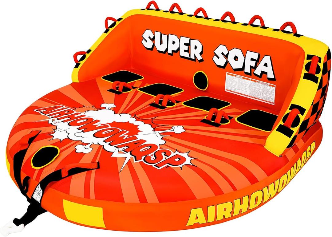 Super Sofa Towable Tubes for Boating 1-4 Person,Tubes for Boats,Inflatable Pull Boats/Boat Tube/Water Tube,Front&Back Tow Points with Heavy-Duty Thick Nylon Cover for Water Sports (X-Large)
