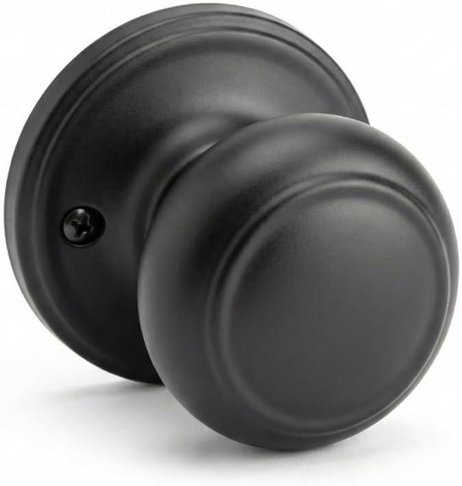 Copper Creek Colonial Dummy Interior Door Knob  ANSI Grade-3 Certified, Modern Heavy Duty Handle, Easy Install and Reversible for French Doors and Closets, Non Turning  Matte Black (1 Pack)