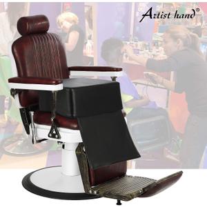Artist hand Barber Booster Seat for Kids, Children Salon Chair Cushion, 6.5" Thick Toddler Booster Seat for Hair Cutting with Foot Protector, Black Synthetic Leather