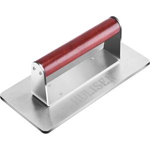 HULISEN Stainless Steel Bacon Press, 9 Inch Large Heavy Duty Burger Press with Wood Handle, Non-stick Grill Press for Griddle, Steak Weight Griddle BBQ Accessories for Panini, Sandwiches, Gift Package
