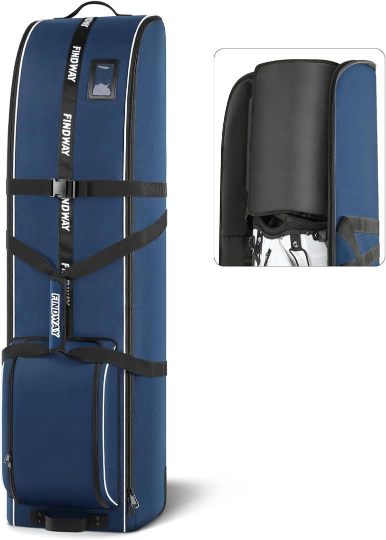 findway Golf Travel Bag for Airlines 900D Heavy Duty Oxford Golf Travel Case with Wheels, Golf Travel Cover with Club Protector Liner for Men Women (Blue)