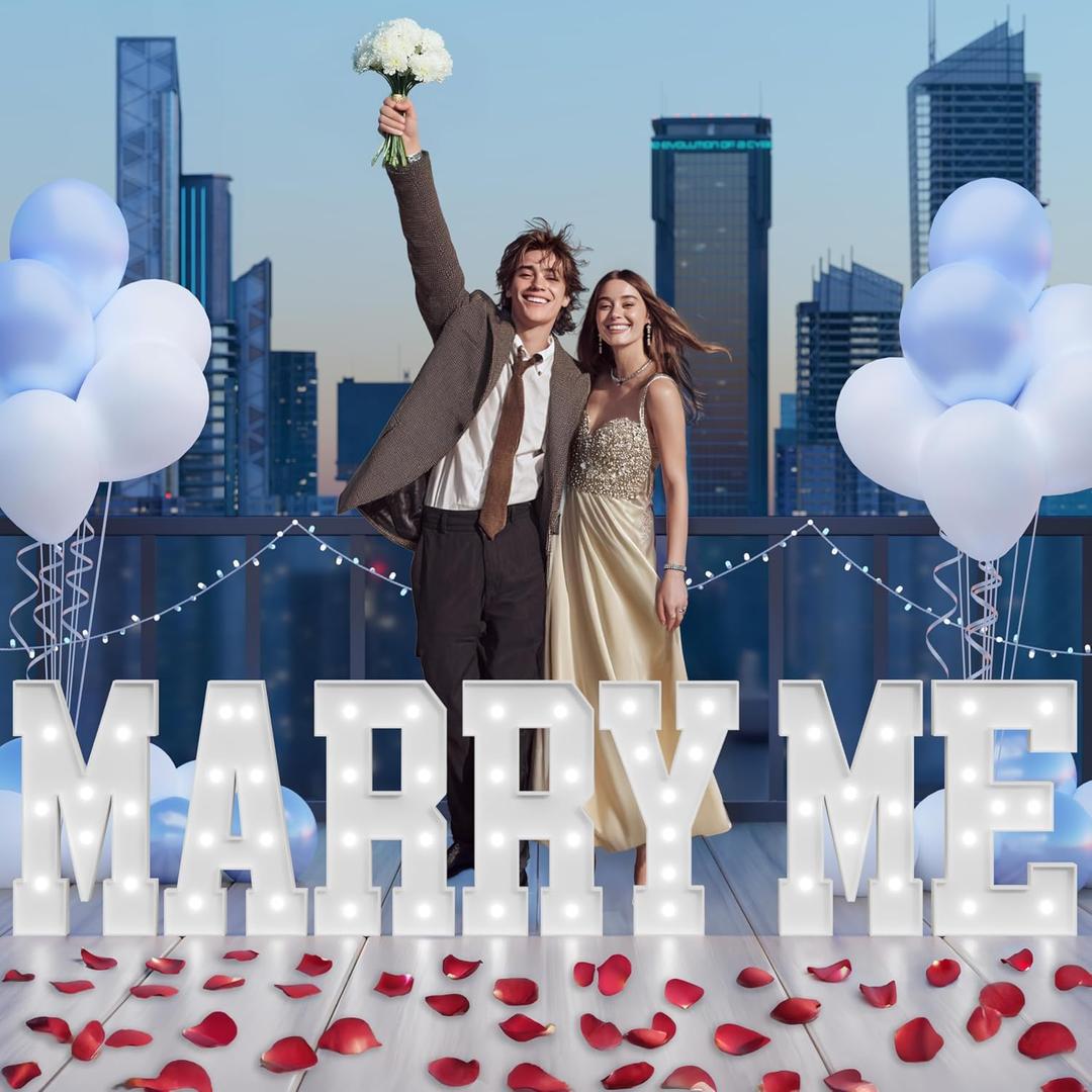 imprsv Marry Me Light up Letters, 2FT Will You Marry Me Sign for Wedding Engagement Proposal Decor, Marquee Letters for Romantic Married Anniversary Party Decorations