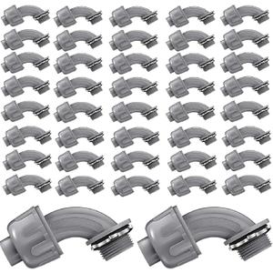 Liquid Tight Connector 3/4 Inch 90 Degree Non Metallic Flex Electrical Conduit Fittings, Electrical Conduit Connector Fitting for PVC Pipe Cable Home Kitchen (50 Pcs)