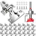 BESTEEL 24 Pack 1/2 inch Overlay Soft Close Cabinet Door Hinges for Kitchen Cabinet Hinges, 100 Degree Opening Angel, Stainless Concealed Kitchen Cabinets Hinge Self Closing with Drilling Tool & Manual
