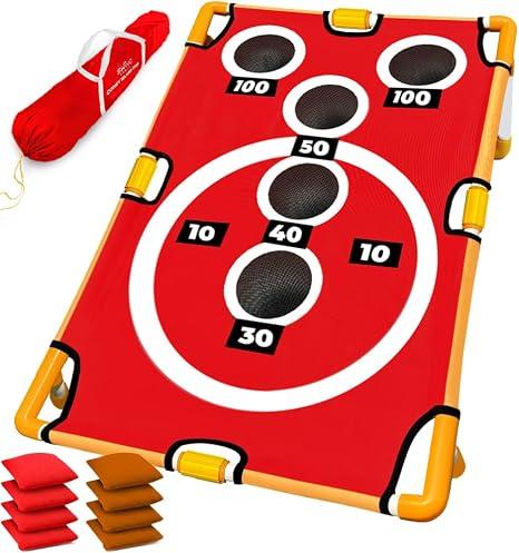 Swooc Games - Coney Island Toss - Arcade Style Cornhole Board Set w/ Carrying Case & 15+ Games - Corn Hole Games for Adults - Kids Bean Bag Toss Game - Kids Cornhole Set w/ Bags - Outdoor Yard Games